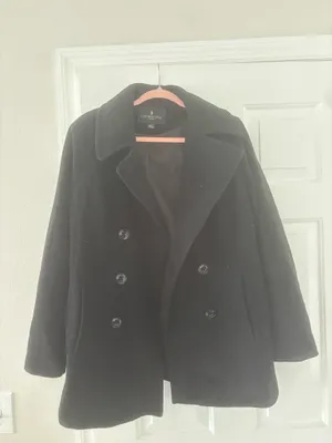 London Fog Black Double Breasted Peacoat Women’s Size L thumbnail 2