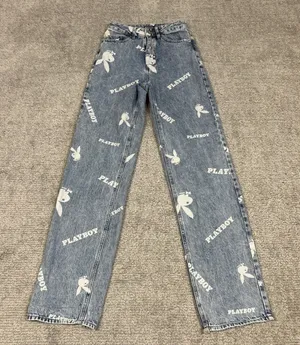 Playboy By PacSun Boyfriend Jeans Womens 23 X 32 Light Wash Bunny Denim thumbnail 1