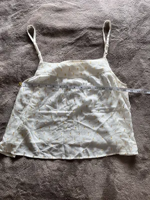 AERIE Gold & Cream Flowy Whimsical Sheer Linen Tank Top Women’s Sz XS EUC thumbnail 5