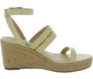 Vionic Sabina wedge-heel platform sandals in pale lime green leather, like new! thumbnail 1