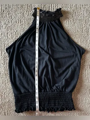 Y2K vintage Black Halter Neck Sequin neck Top Size M thumbnail 5