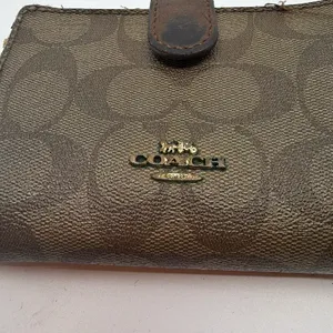 Coach Compact Brown Signature C Coated Canvas Wallet thumbnail 2