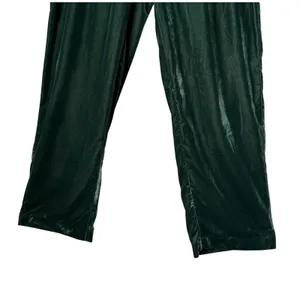 Old Navy Green Velvet Wide Leg Pants Womens L Taylor Trouser Holiday Flare thumbnail 6