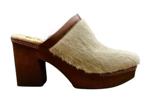 KORKS Fur Clogs Taupe size 9 Brown thumbnail 1