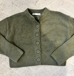 Olive Green ZARA Sweater Knit Cardigan thumbnail 1