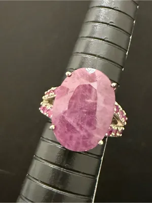 925 Silver Natural Ruby Gemstone Cocktail Ring Size 7.5 Pink thumbnail 8