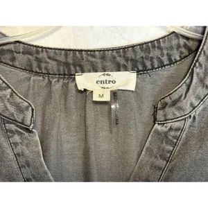 Entro Women's Gray Chambray Tunic‎ Dress Size M Western Chic Prairie Country thumbnail 11