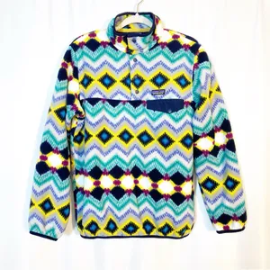 Patagonia Synchilla Retro Timber Twist Navy Blue Fleece Snap T Pullover Sweater thumbnail 4