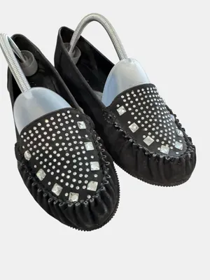 Nicole Black Rhinestone Studded Loafers Slip On Flats Comfort Shoes 10W- Danica thumbnail 7