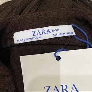 Zara Brown Contrast Button Blouse M thumbnail 8
