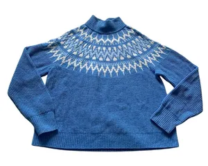 J.Crew Fair Isle Mockneck Pullover Women M Blue BM179 Re-Imagined Winter Cozy thumbnail 1