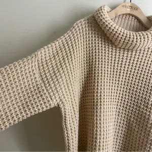 Goodnight Macaroon Retta Cognac Ribbed Waffle Knit Oversized Cropped Turtleneck thumbnail 6