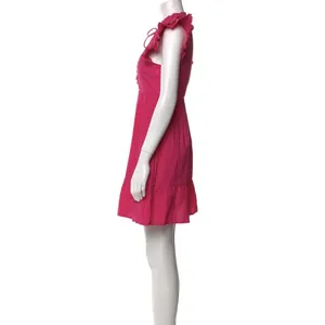 Caroline Constas Designer Tiered Ruffled Mini Dress Hot‎ Pink 100% Cotton thumbnail 4