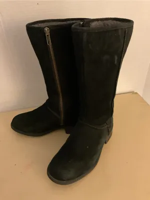 UGG women black suede tall mid calf Linford boots US 6 thumbnail 9