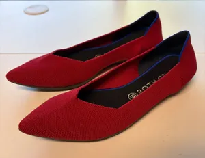 Rothy's The Point Women 11 Red Knit Pointed Toe Flat Washable Sustainable Shoe thumbnail 1