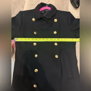 ZARA WOMAN Black Military Style Double-Breasted Peacoat with Gold‎ Buttons thumbnail 7