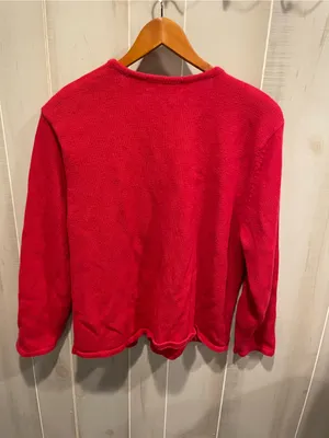 Cute cherry red holiday winter snowman 90s cotton blend cardigan sweater thumbnail 3