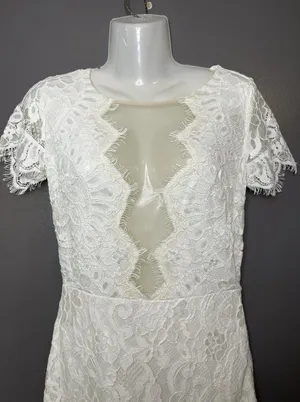 STORIA Last First Kiss Dress Womens Small White Lace Sheath Mini Wedding Party thumbnail 1