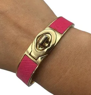 COACH Leather Turn Lock Hinges Bangle Bracelet thumbnail 1