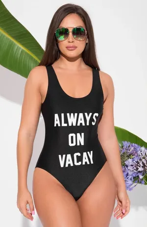 Always On Vacay One Piece Swimsuit in Black thumbnail 1