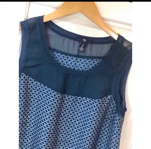 Gap Geometric Blue Sleeveless Top Blouse S 4 6 Business Casual Lightweight thumbnail 4