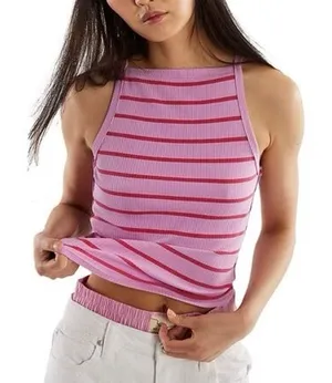 Free People Ribbed Mia Stripe Tank Top in Orchid Combo Size XS thumbnail 1
