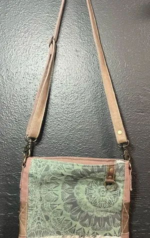 Myra Bag Southwestern‎ Boho Canvas Leather Fringe Crossbody Bag thumbnail 1