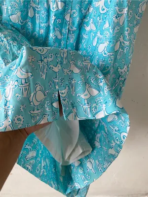 Lilly Pulitzer vintage pelicans Turquoise & White Paisley Spaghetti-Dress thumbnail 7