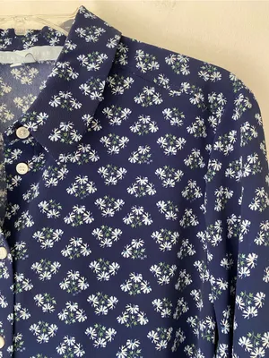 Hill House James Navy Blue Posey Floral Button Down Shirt size medium thumbnail 6