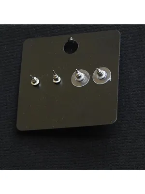 NWT New York & Company Rhinestone Stud Earrings Silver Gray / Off White thumbnail 2