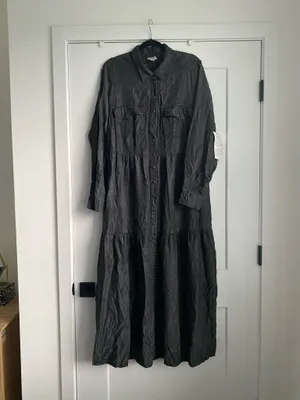 Avenue Women's Plus Size Denim Tiered Shirtdress New 16 thumbnail 4