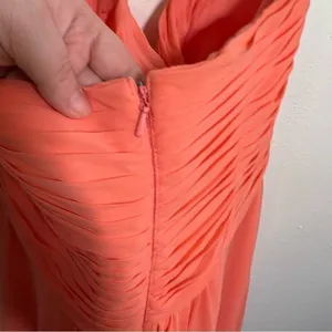 David's Bridal Womens Sz 8 Strapless High Low Dress with Front Detail Coral Reef thumbnail 10