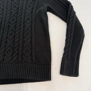 LL Bean Black Double L Mixed Cable Cotton Crew Neck Pullover Sweater Size SMALL thumbnail 5