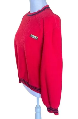 LL Bean Vintage Sherpa Crewneck Red Sweatshirt Womens Size Large thumbnail 2