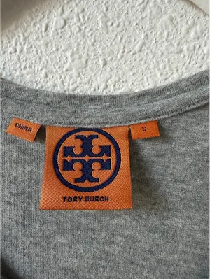 Tory Burch Velvet Studded Logo Long Sleeve T Shirt Gray Size Small Neutral thumbnail 3