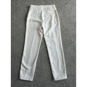 HM Womens White Pintuck Ankle Trousers Size 2 Slim Fit High Rise Dress Pants thumbnail 3