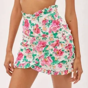 For Love & Lemons Becca Mini Skirt in Ivory With Pink Flowers size Medium thumbnail 1