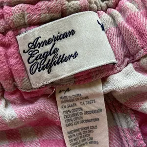American Eagle Pink Grey Plaid Pajama Pants Women’s Size Small Stretch FLAWS thumbnail 2