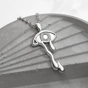 Trippy Dripping Eye Necklace Silver thumbnail 2
