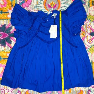 Tuckernuck Sea New York Aqua Paco Solid Flutter Sleeve Top NWT Size Small thumbnail 14