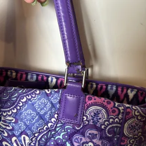 Vera Bradley Crosstown Tote Shoulder Bag Purple Lilac Tapestry Retired Pattern thumbnail 15