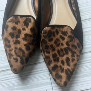 Gap Women’s Black and Animal Print Pointed Toe D’Orsay Ballet Flats Sz 7 thumbnail 6