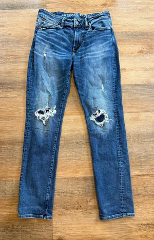 American Eagle Outfitters Distressed Dark Blue Jeans 30x32 thumbnail 1