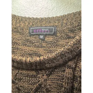 Effeci Creazioni Brown Marled Cable Knit Tunic Sweater Womens Medium Button thumbnail 3
