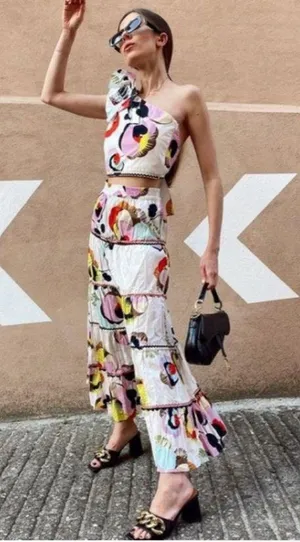 Zara Multicolored Maxi Floral Skirt thumbnail 1