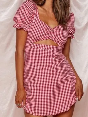 Beginning Boutique Mercury Mini Red Gingham Dress Size Small thumbnail 1