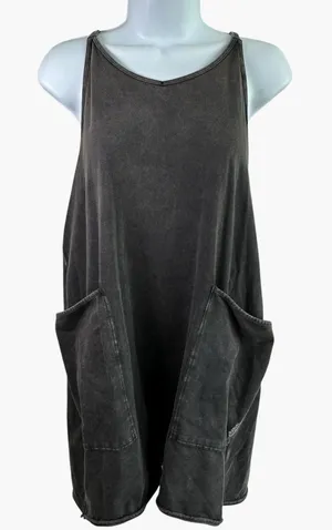Free People Movement Hot Shot Mini Romper XS Distressed Black Oversized thumbnail 1