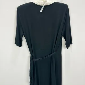 Lulus Forget Me Knot Black Midi Wrap Dress Stretch Jersey Knit Casual Medium NWT thumbnail 9