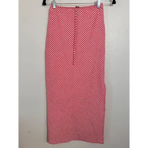 Wild Fable Side Slit Red White Gingham Midi Skirt XXS Lace Trim Picnic thumbnail 5