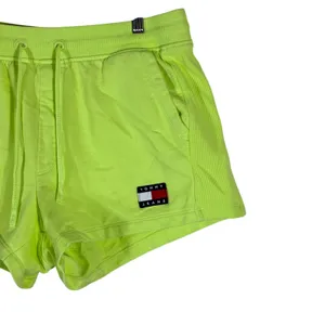 Tommy Hilfiger Logo Patch Solid Sweat Shorts Neon Lime Green Streetwear Size L thumbnail 3